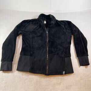 Fleece Full Zip Jogger Free Country Woman's L Dark Black Pockets Thumb Holes